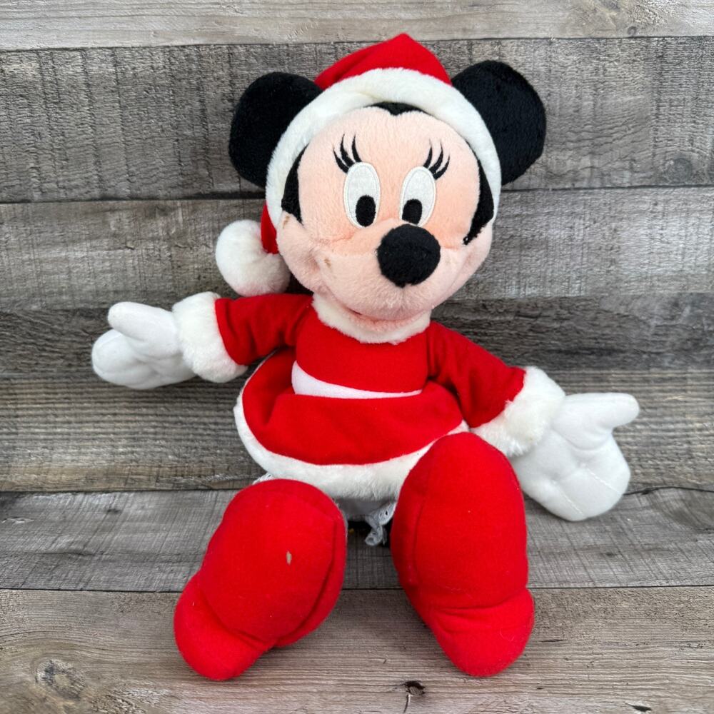 Minnie Mouse Mrs Claus Holiday Plush With Rattle